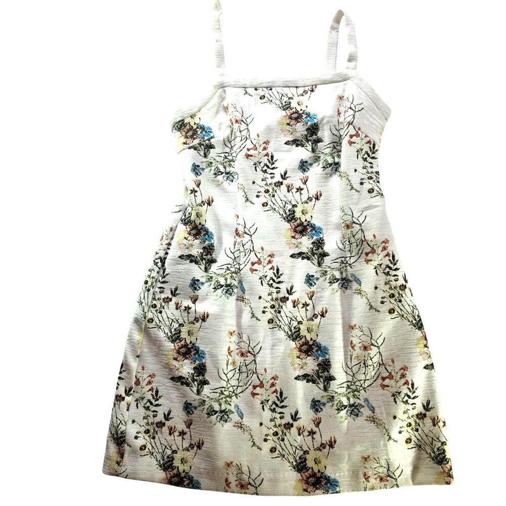 Floral Print White Sleeveless Dress Lucy Paris M cottagecore fairycore lined